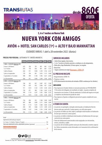 Ofertas de Viajes en Lloret de Mar | Nueva York con Amigos de Transrutas | 13/4/2022 - 30/11/2022