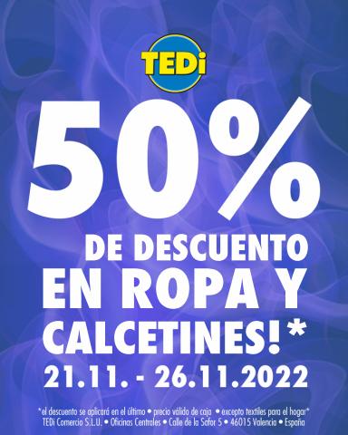 Ofertas de Hogar y Muebles en Teruel | 50% de descuento en ropa y calcetines! de TEDi | 20/11/2022 - 26/11/2022