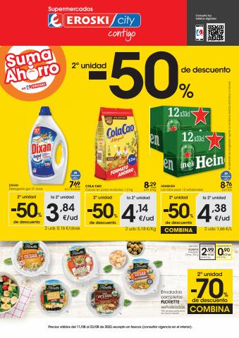Ofertas de Hiper-Supermercados en Santa Cruz de Bezana | 2a unidad -50% Supermercados Eroski City de Eroski | 11/8/2022 - 23/8/2022