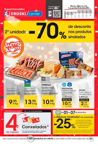 Catálogo Eroski en Porto Do Barqueiro | 2a unidad -70% de descuento Supermercados Eroski Center | 1/12/2022 - 13/12/2022
