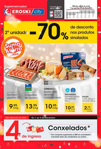 Ofertas de Hiper-Supermercados en Lugo | 2a unidad -70% de descuento Supermercados Eroski City de Eroski | 1/12/2022 - 13/12/2022