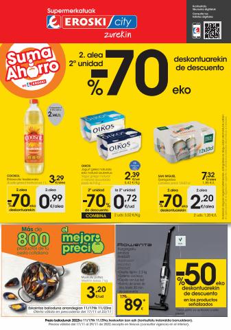 Ofertas de Hiper-Supermercados en Eibar | 2. alea -70% deskontuarekin Supermerkatuak Eroski City de Eroski | 17/11/2022 - 29/11/2022