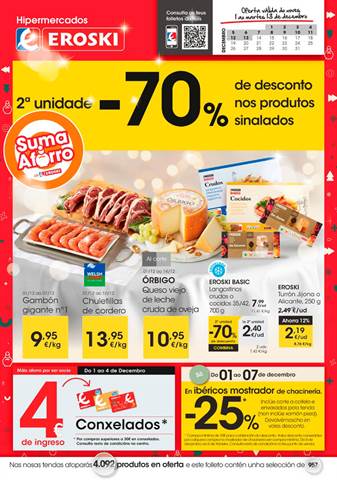 Ofertas de Hiper-Supermercados en Sada (A Coruña) | 2a unidad -70% de descuento Hipermercados Eroski de Eroski | 1/12/2022 - 13/12/2022