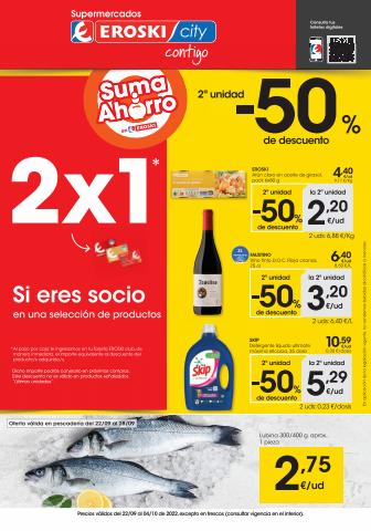 Ofertas de Hiper-Supermercados en Getxo | 2a unidad -50% de descuento Supermercados Eroski City de Eroski | 22/9/2022 - 4/10/2022