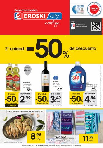 Ofertas de Hiper-Supermercados en Alfaro | 2a unidad -50% Supermercados Eroski City de Eroski | 16/6/2022 - 28/6/2022