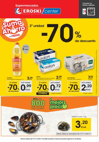 Catálogo Eroski en Maó | 2a unidad -70% de descuento Supermercados Eroski Center | 17/11/2022 - 29/11/2022