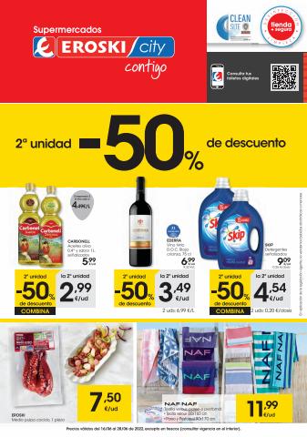 Ofertas de Hiper-Supermercados en Reinosa | 2a unidad -50% Supermercados Eroski City de Eroski | 16/6/2022 - 28/6/2022