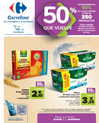 Catálogo Carrefour en Boadilla del Monte | 2ªud. Al  -70% (Alimentación, Droguería, Perfumería y comida de animales) + 50% QUE VUELVE (Alimentación) | 27/1/2023 - 13/2/2023