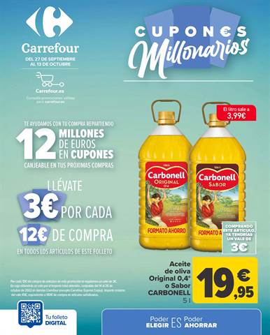 Ofertas de Hiper-Supermercados en Ponferrada | CUPONES MILLONARIOS (Alimentación, Bazar, Textil y Electrónica) de Carrefour | 26/9/2022 - 12/10/2022