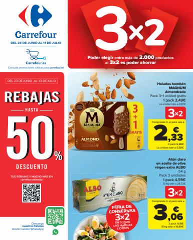 Ofertas de Hiper-Supermercados en Meliana | 3x2 (Alimentación, Bazar, Textil y Electrónica) de Carrefour | 23/6/2022 - 11/7/2022