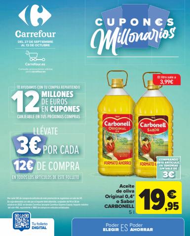 Ofertas de Hiper-Supermercados en Telde | CUPONES MILLONARIOS (Alimentación, Bazar, Textil y Electrónica) de Carrefour | 27/9/2022 - 13/10/2022