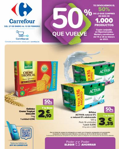 Catálogo Carrefour en Valencia | 2ªud. Al  -70% (Alimentación, Droguería, Perfumería y comida de animales) + 50% QUE VUELVE (Alimentación) | 27/1/2023 - 13/2/2023