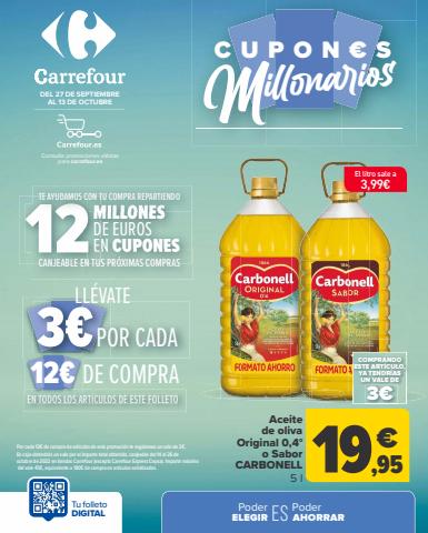 Catálogo Carrefour en Leganés | CUPONES MILLONARIOS (Alimentación, Bazar, Textil y Electrónica) | 27/9/2022 - 13/10/2022