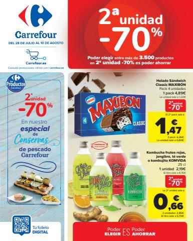 Ofertas de Hiper-Supermercados en San Andrés del Rabanedo | 2ª Unidad -70% (Alimentación, Bazar, Textil y Electrónica) de Carrefour | 28/7/2022 - 10/8/2022