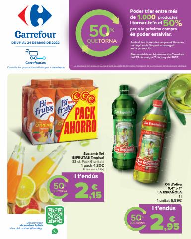 Ofertas de Hiper-Supermercados en Reus | 50 que torna de Carrefour | 11/5/2022 - 24/5/2022