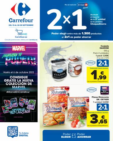 Ofertas de Hiper-Supermercados en Maspalomas | 2x1 CLUB CARREFOUR (Alimentación) y 2ª UNIDAD AL 50% (Alimentación, Bazar, Textil y Electrónica) de Carrefour | 13/9/2022 - 26/9/2022