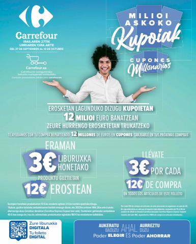 Ofertas de Hiper-Supermercados en Vitoria | CUPONES MILLONARIOS (Alimentación, Bazar, Textil y Electrónica) de Carrefour | 27/9/2022 - 13/10/2022