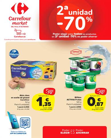 Catálogo Carrefour Market en Almería | 2ª unidad -70% | 14/3/2023 - 27/3/2023
