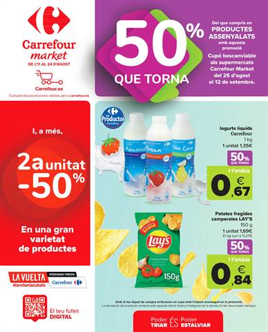 Catálogo Carrefour Market en Torroella de Montgri | 50% QUE VUELVE | 11/8/2022 - 24/8/2022