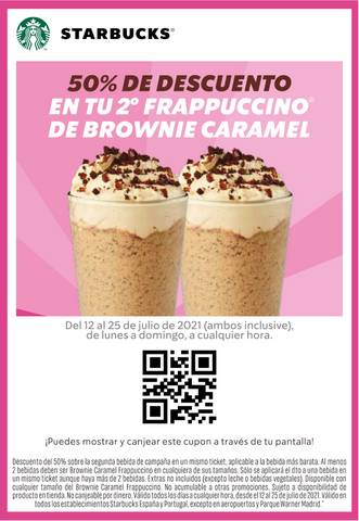 Catálogo Starbucks en Bilbao | ¡50% de descuento en tu 2ª Frappuccino de brownie caramel! | 13/7/2021 - 25/7/2021