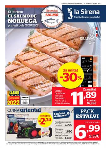 Ofertas de Hiper-Supermercados en Bisbal d Empordà | Especial Salmó de La Sirena | 22/9/2022 - 5/10/2022