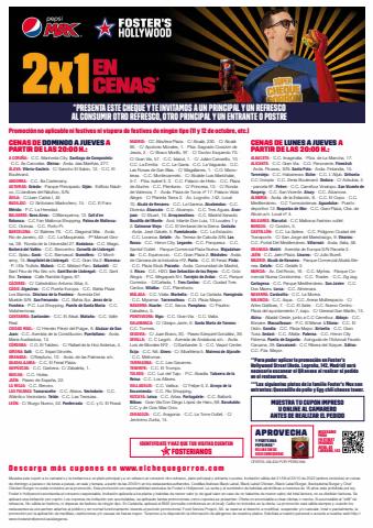 Catálogo Foster's Hollywood en Madrid | 2x1 en cenas  | 21/9/2022 - 23/10/2022