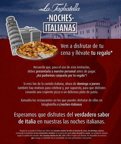 Catálogo La Tagliatella en Getxo | Noches italianas | 23/6/2022 - 31/12/2022