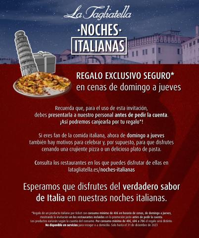 Catálogo La Tagliatella en Jaén | Noches italianas | 10/1/2023 - 31/12/2023