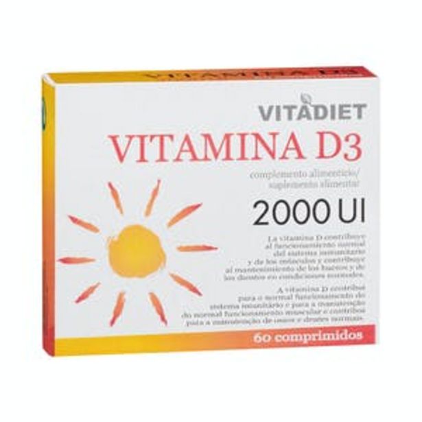 Oferta de Comprimidos Vitamina D3 2000 ui Vitadiet por 4€