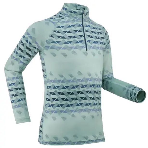 Oferta de Camiseta interior térmica de esquí 1/2 cremallera Niños Wedze 500 verde por 9,99€ en Decathlon