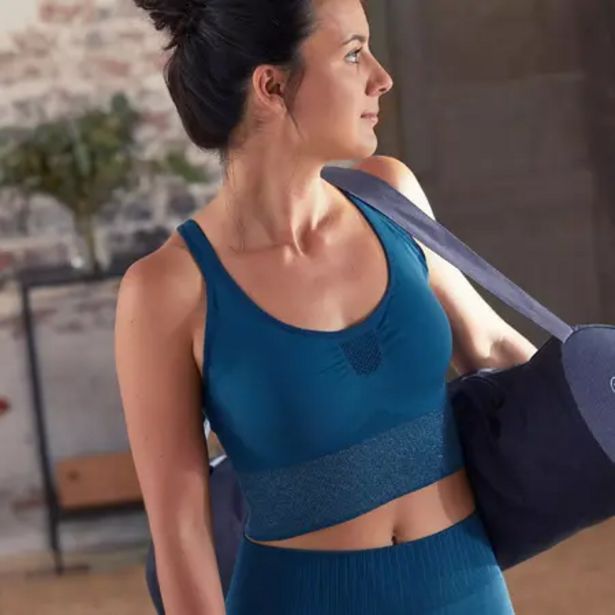 Oferta de Top Sujetador Deportivo Mujer Yoga Relleno Extraible Azul Petróleo por 12,99€