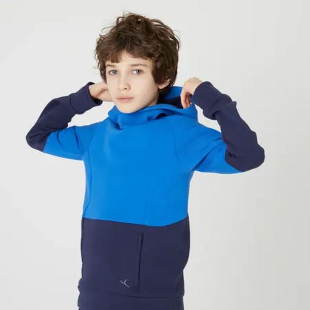 Oferta de Sudadera con capucha niños algodón transpirable - 500 azul y azul marino por 14,99€