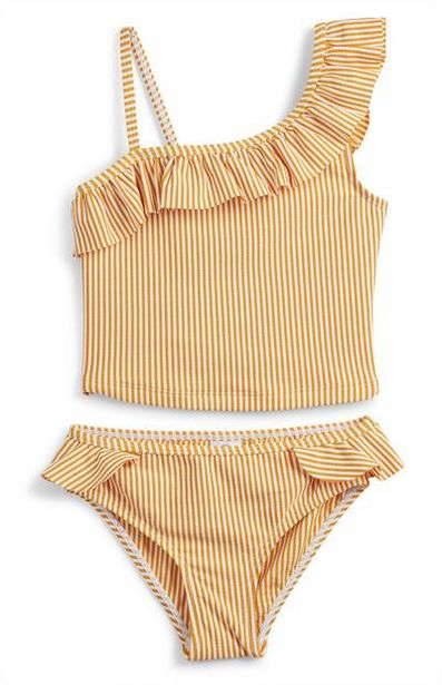 Oferta de Bikini beige en tejido mil rayas para niña pequeña por 7€