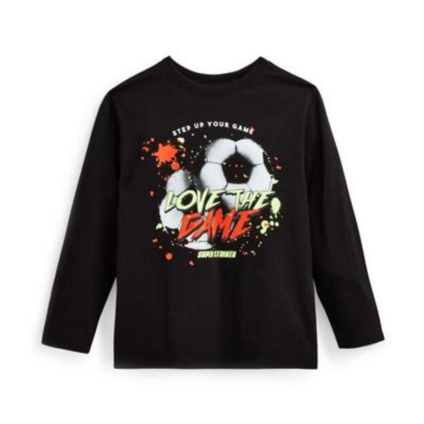 Oferta de Camiseta negra de manga larga con estampado futbolístico de niño pequeño por 250€