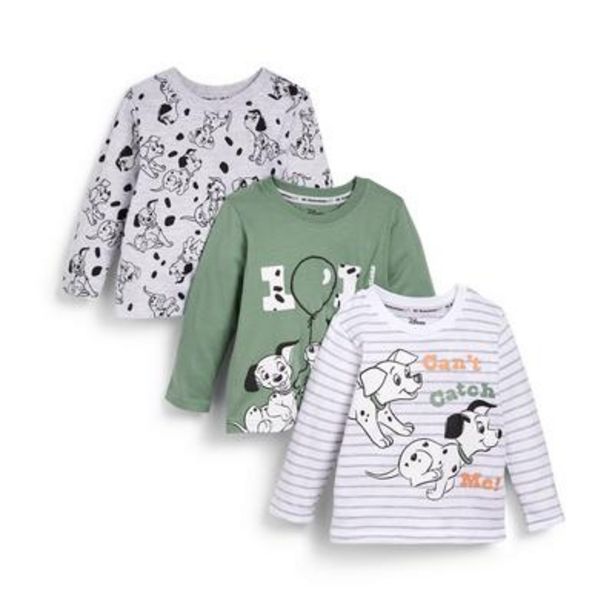 Oferta de Pack de 3 camisetas surtidas de manga larga con estampado de 101 Dálmatas para bebé por 11€