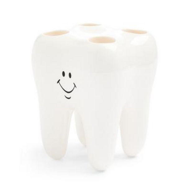 Oferta de Soporte para cepillos de dientes con forma de diente blanco por 2,5€ en Primark