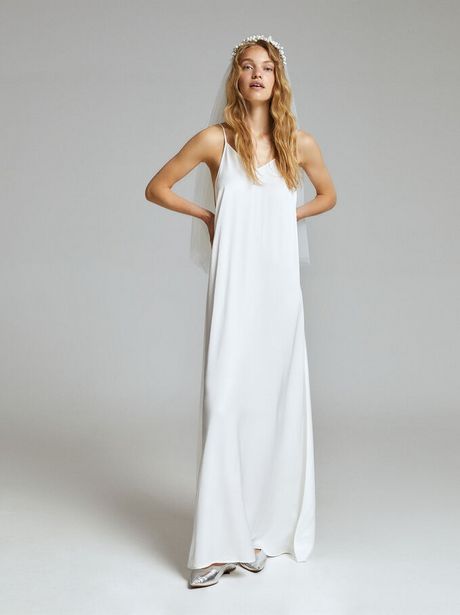 Oferta de Vestido Largo Satinado, Blanco por 39,99€ en Parfois