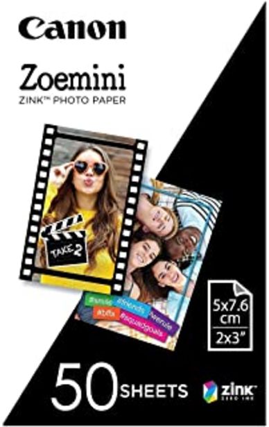 Oferta de Canon Zoemini ZINK - Hojas de papel fotográfico (50 hojas, compatible con Canon Zoemini) por 27,99€