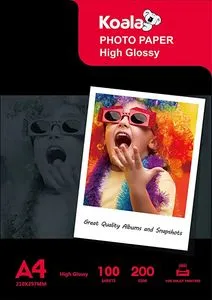 Oferta de KOALA Papel fotográfico de Brillante, A4, 100 hojas, 200 g/m², para impresora de inyección de tinta Canon HP Epson por 15,59€ en Amazon