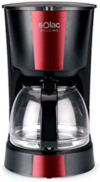 Oferta de Solac CF4029 Stillo Red Cafetera de Goteo de 1,2 litros, 12 Tazas de café, 900W, 900 W, 14 Cups, Negro y Rojo por 31,8€