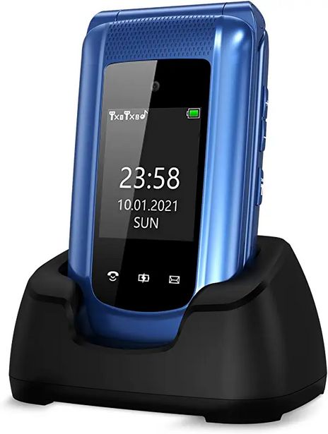 Oferta de Uleway Teléfono Móvil para Mayores, gsm Senior Móviles con Teclas Grandes, SOS Botón, Doble Pantalla de 2,4 Pulgadas, Base... por 38,99€