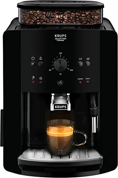 Oferta de Krups Roma EA810870 - Cafetera superautomática, 15 bares, molinillo de café cónico de metal, con selección de cantidad e i... por 359€