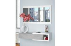 Oferta de Moderno recibidor con espejo en color gris cemento y blanco por 86,99€ en Rapimueble
