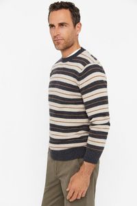 Oferta de Jersey lana rayas cuello redondo por 14,99€ en Cortefiel