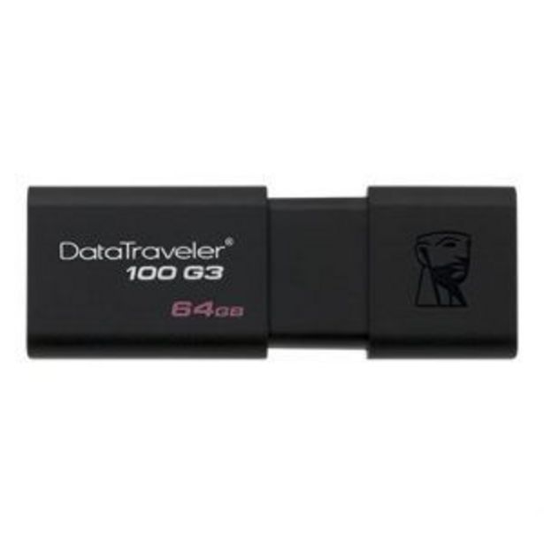 Oferta de MEMORIA KINGSTON DATATRAVELER DT100G3 64GB USB 3.0 por 10,9€