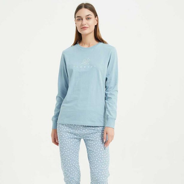 Oferta de Pijama largo algodón con puño Alma azul por 10,99€