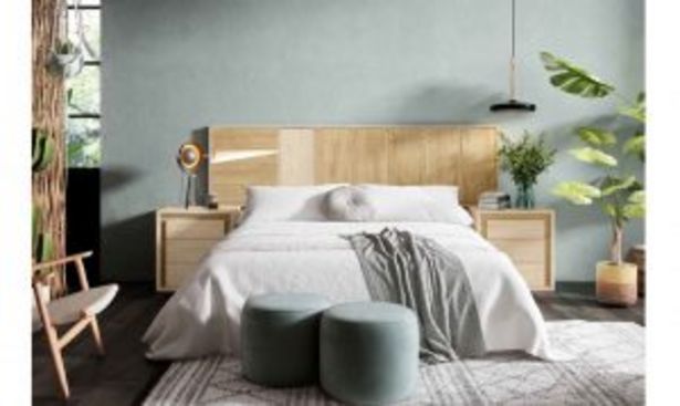 Oferta de Dormitorio completo formado por cabecero y dos mesitas en madera color madera nude con acabados en madera bora por 656€