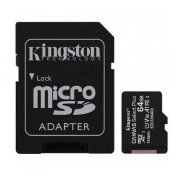 Oferta de Tarjeta memoria 64gb Micro SDXC Kingston Canvas select+ adaptador por 8€