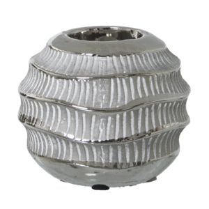 Oferta de PORTAVELAS CERAMICA BLANCO/PLA por 7,6€ en Muebles Hnos. García