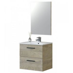 Oferta de Mueble de baño con espejo ATHENA 305180C Roble Alaska por 111€ en Centro Hogar Sanchez